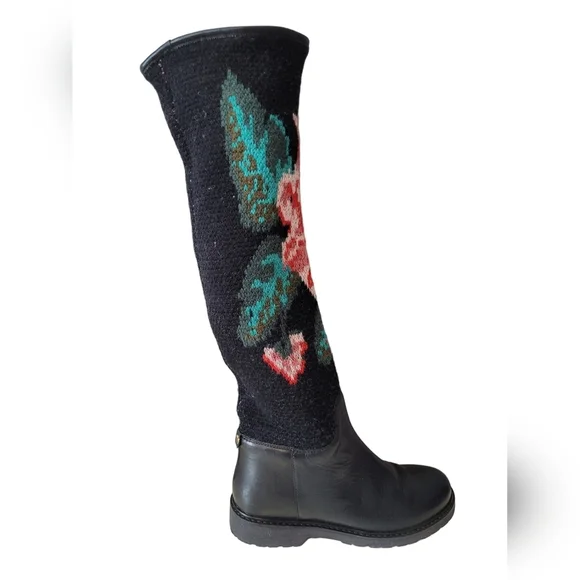 Twin Set Jacquard Knit Floral Boots, VGUC, Size 39.5 - Picture 8 of 16